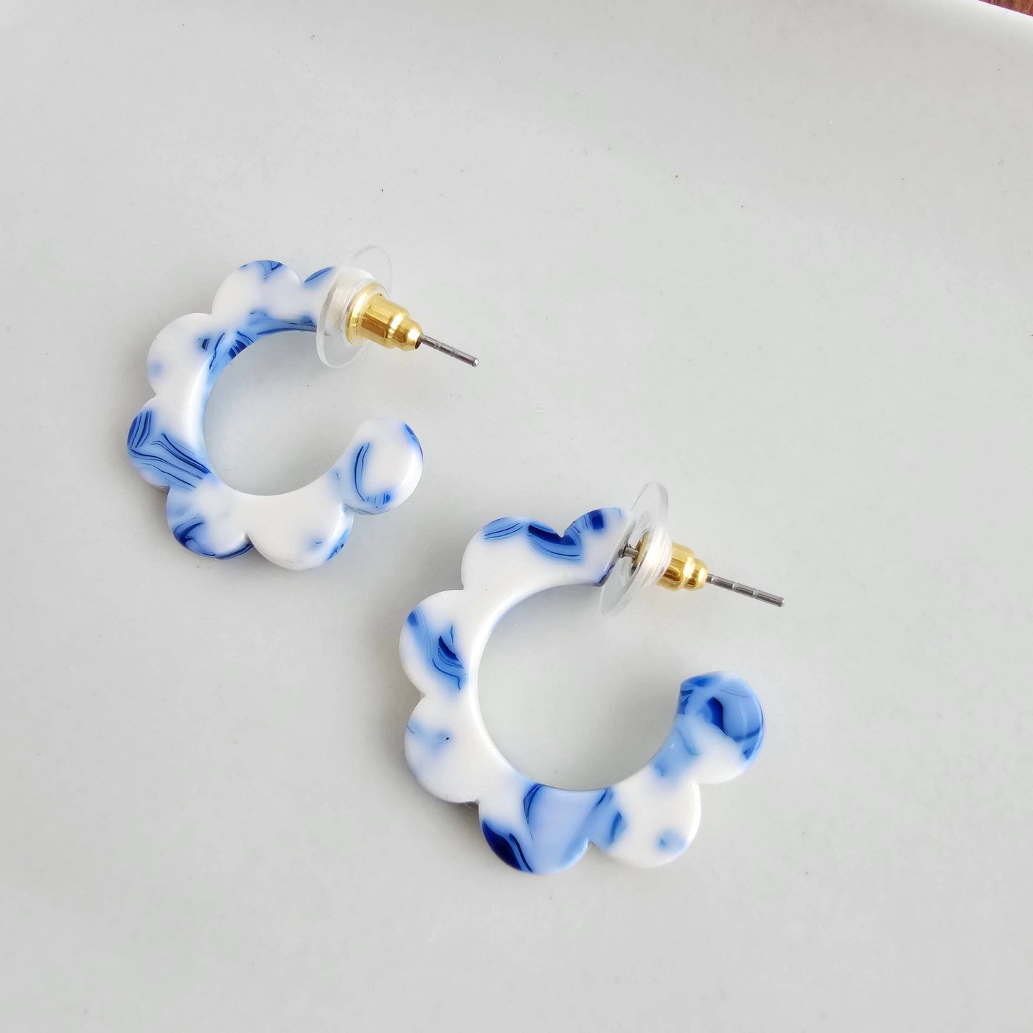 Flora Mini Hoops - Greek Goddess Blue