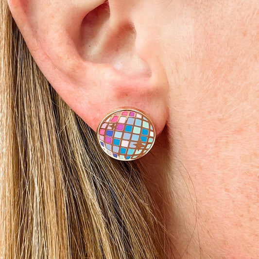 Disco Ball Earrings - 22k Gold Plated Studs - Swiftie, Gift