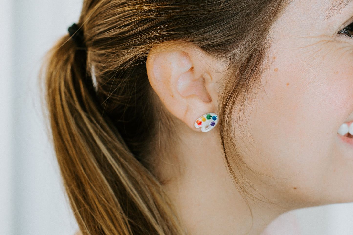 Artist Paint Palette Colorful Stud Earrings