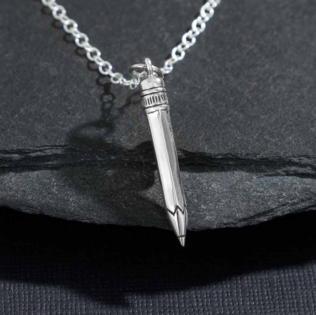 Sterling Silver No 2 Pencil Necklace