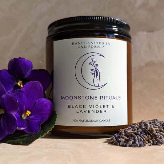 Black Violet & Lavender Candle by Moonstone Rituals