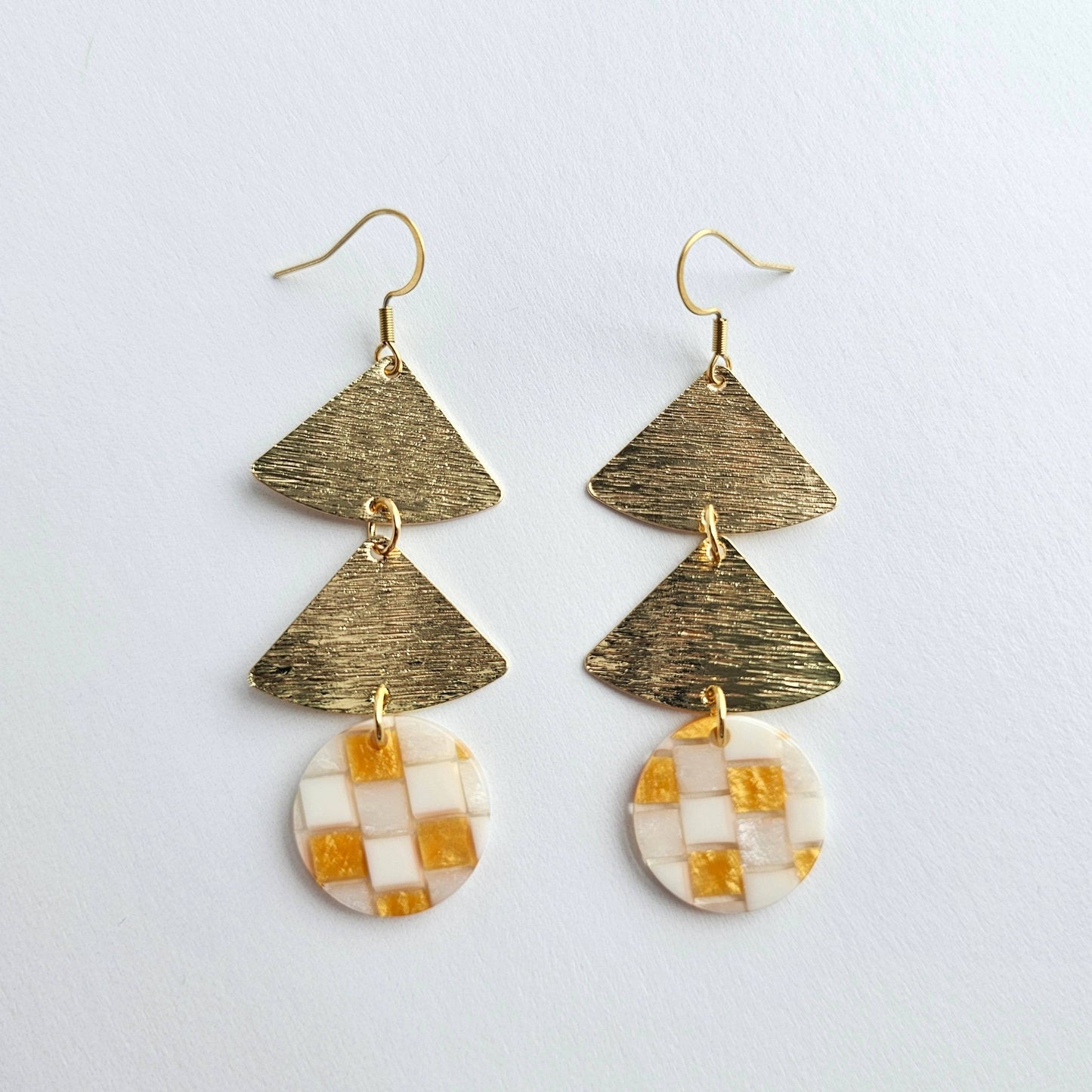 Anya Earrings - Golden Checker