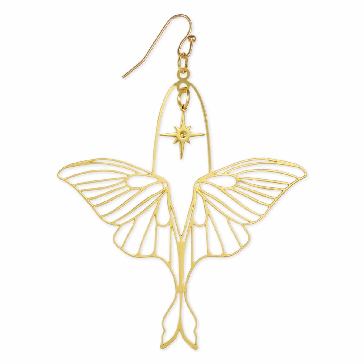 Wishing Wings Luna Moth Gold Earrings