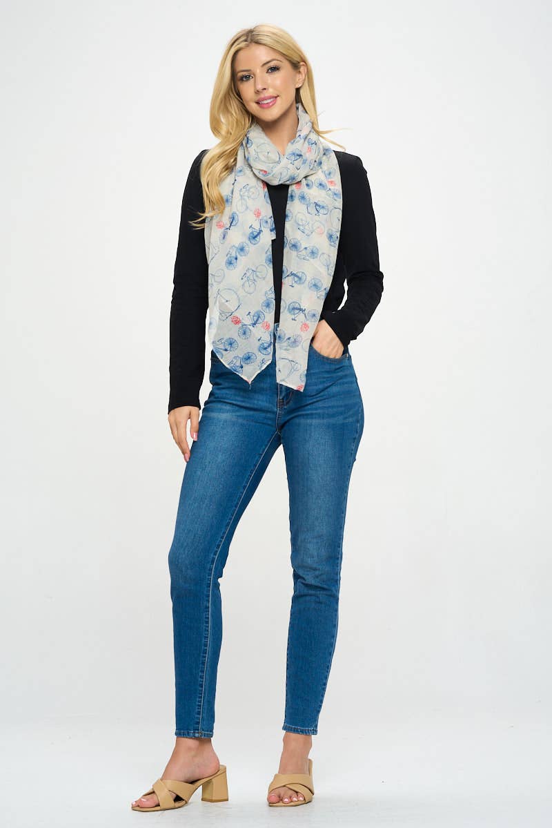 Allover Bicycle Print Scarf