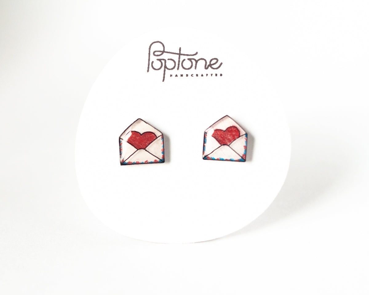 Valentine Love Letter Airmail Envelope Earrings