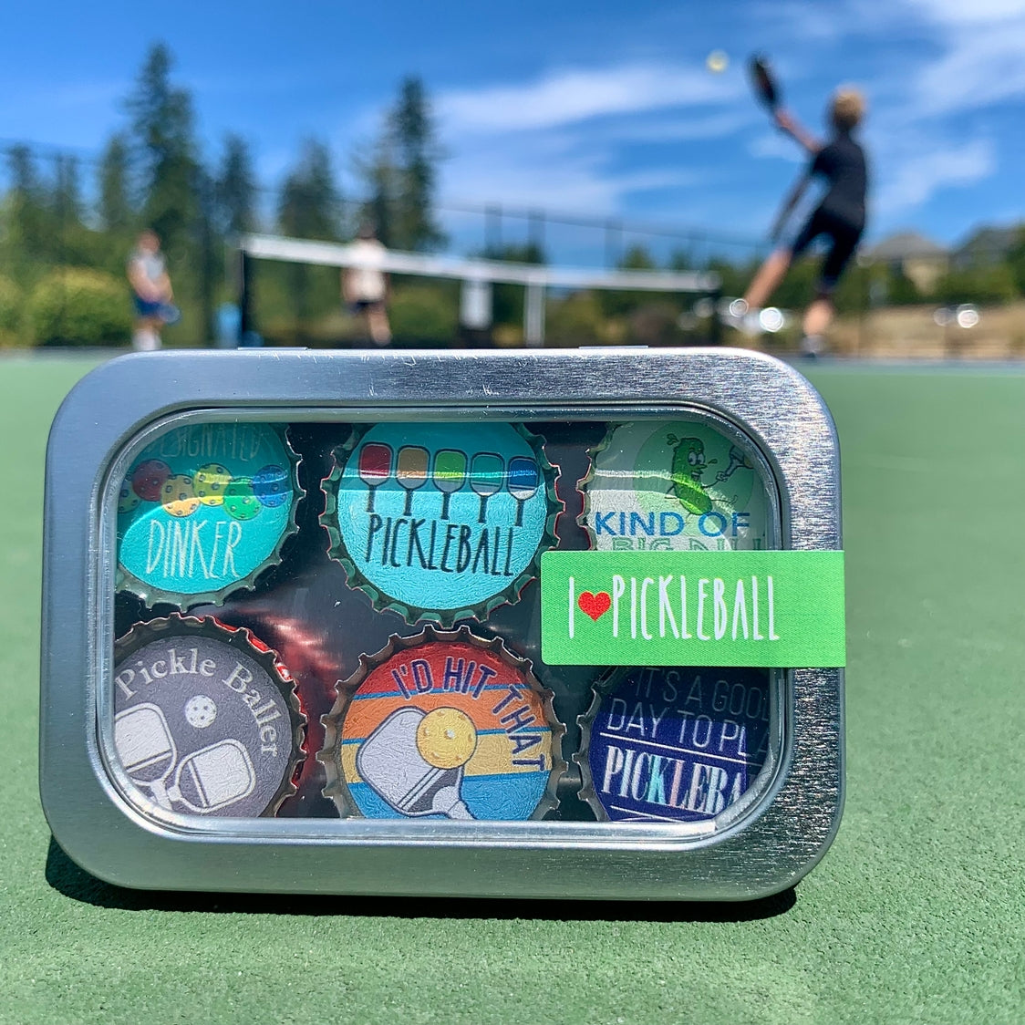 Pickleball Bottle Cap Magnet Set