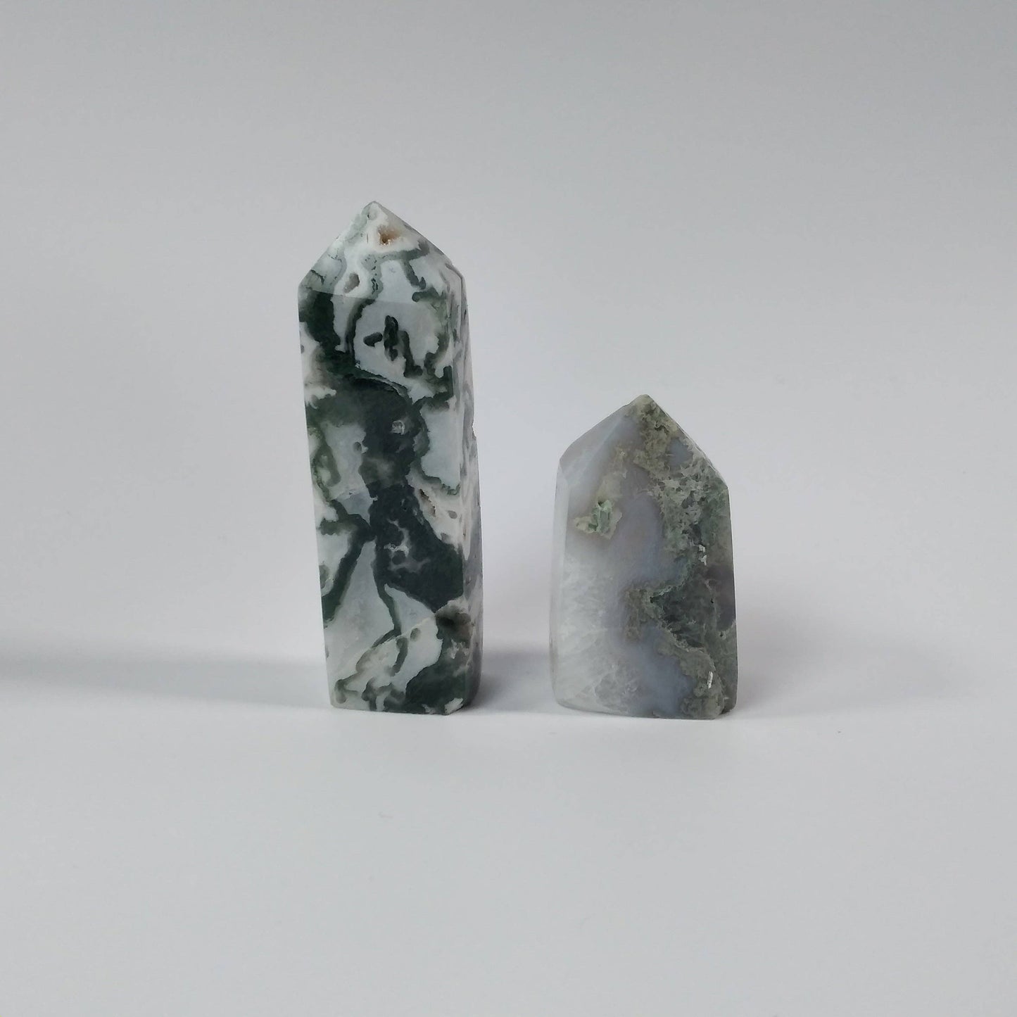 Moss Agate Four-Sided Obelisk Tower – Natural Crystal Tower