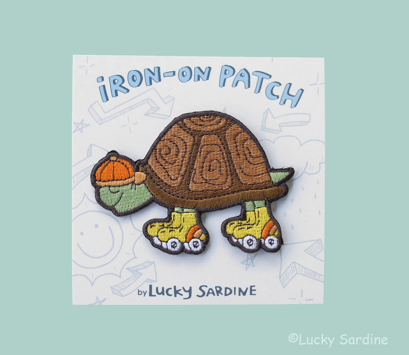 Skating Tortoise Embroidered Iron-on Patch