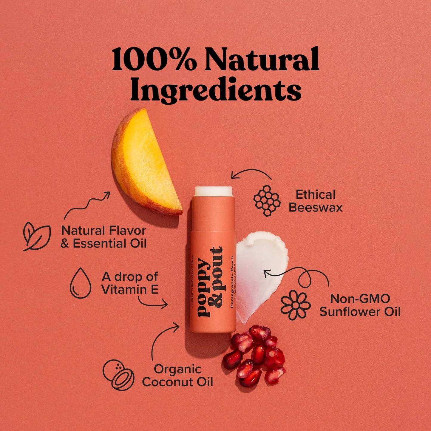 Pomegranate Peach Poppy & Pout Lip Balm