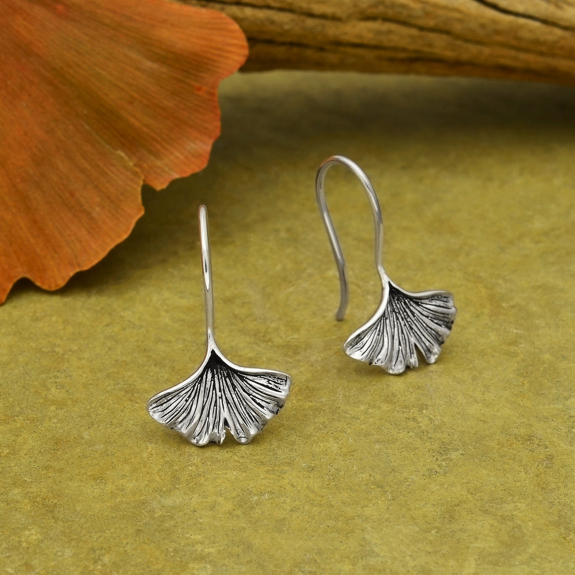 Sterling Silver Ginko Leaf Earrings