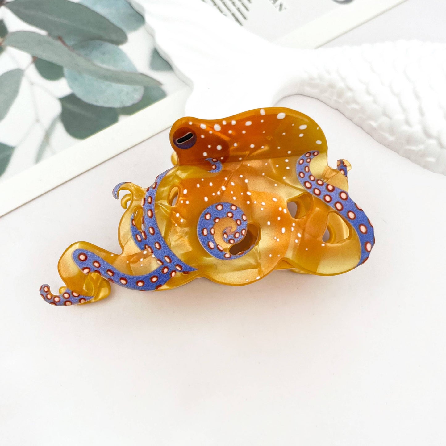 Blue Ring Octopus Hair Claw Clip