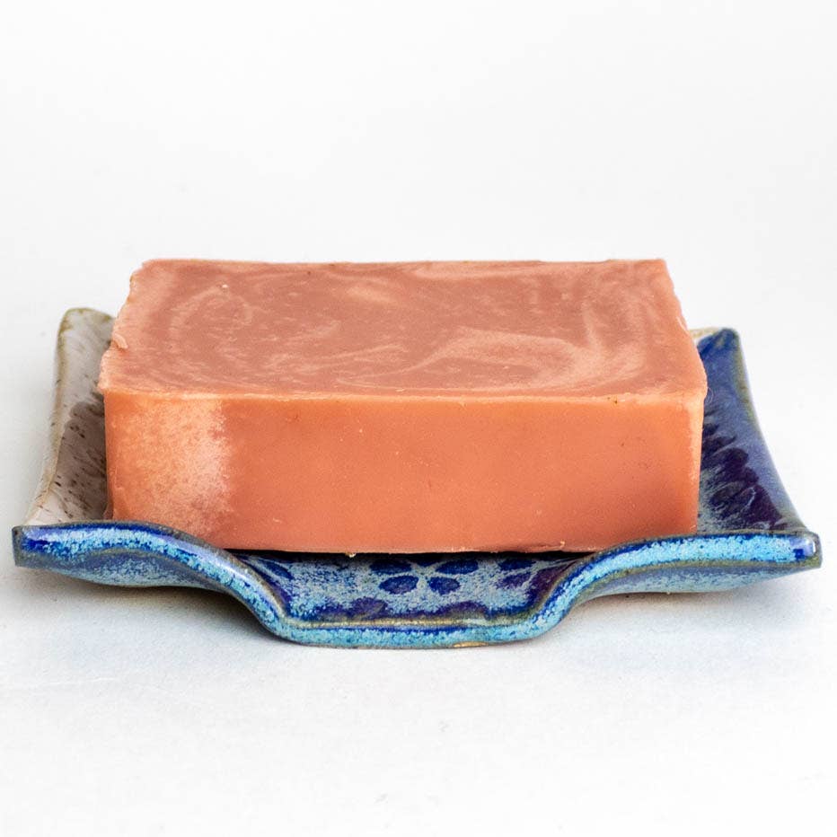 Flower Pattern Blue and White Handmade Ceramic Soap Dish