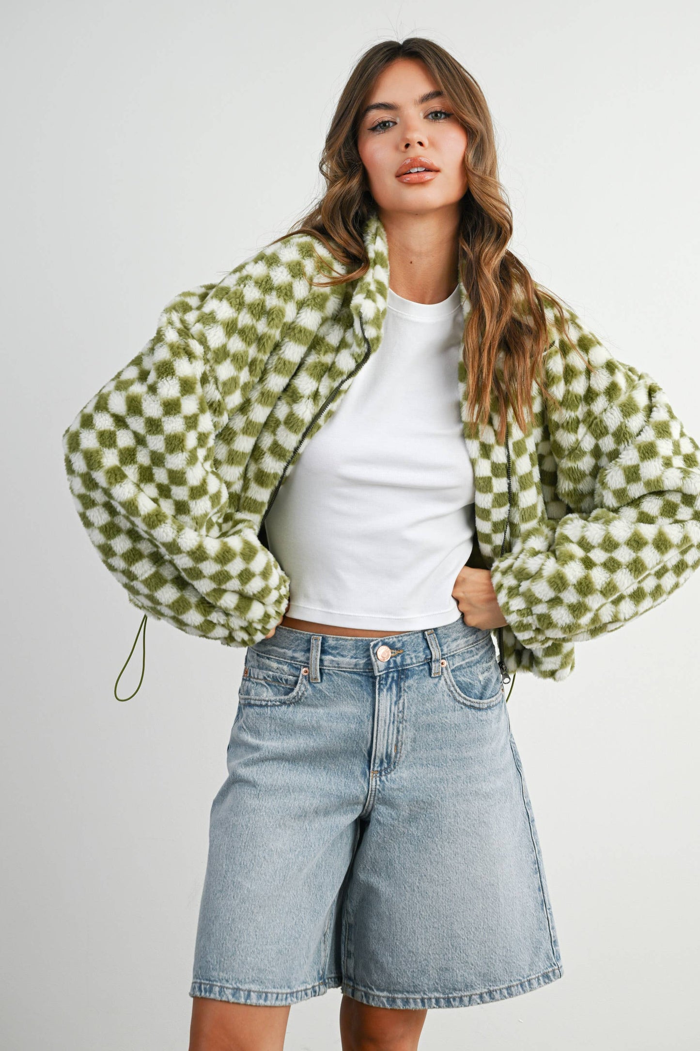 Fall Winter Checker Teddy Fall Jacket