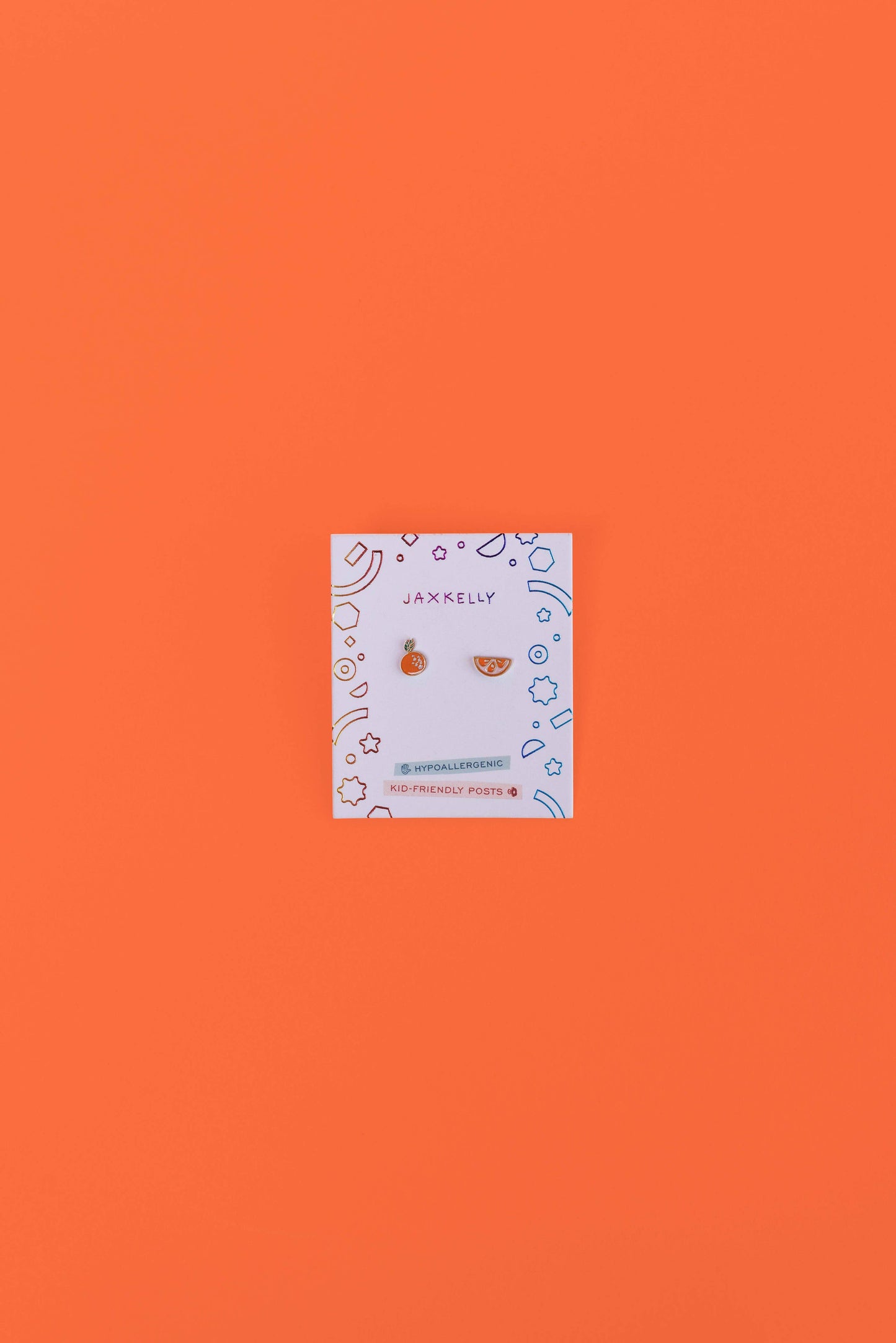 Orange Enamel Flat Back Kids Earrings