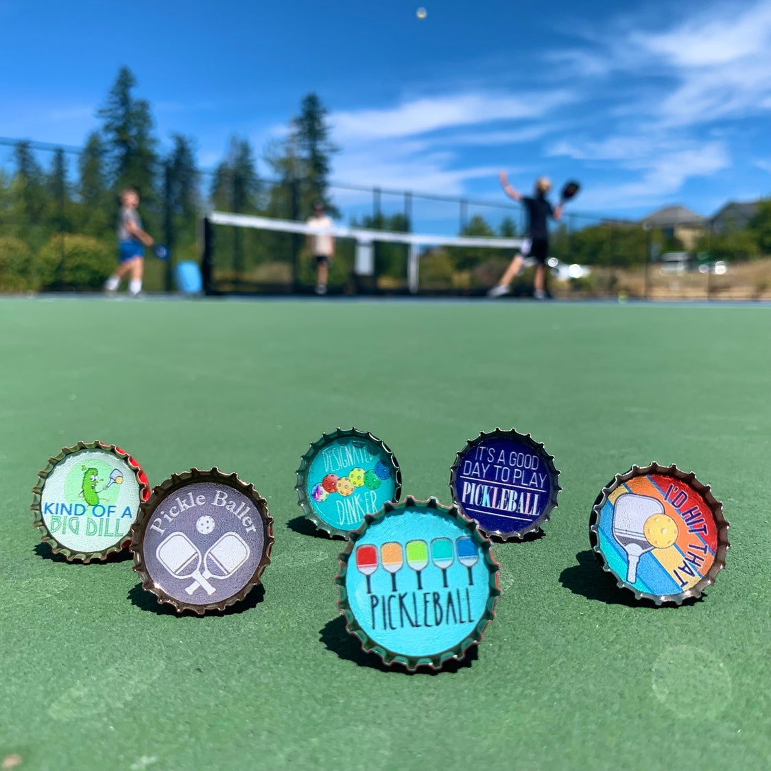 Pickleball Bottle Cap Magnet Set