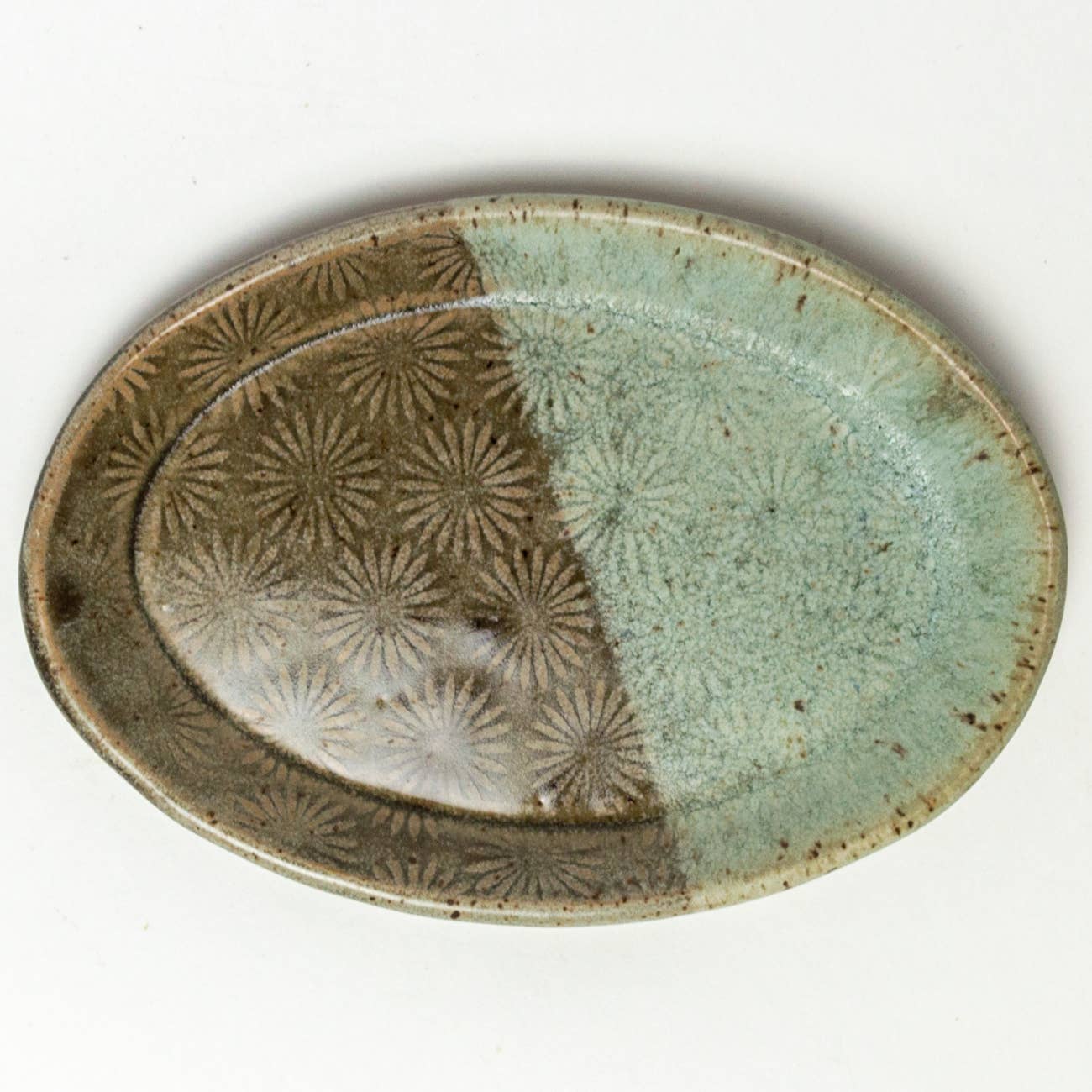 Blue And Grey Handmade Ceramic Oval Trinket Dish