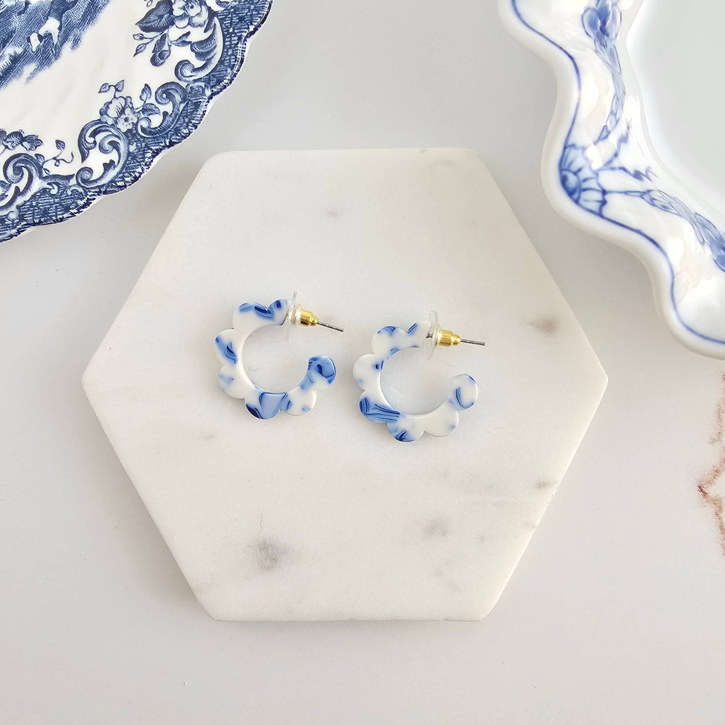 Flora Mini Hoops - Greek Goddess Blue