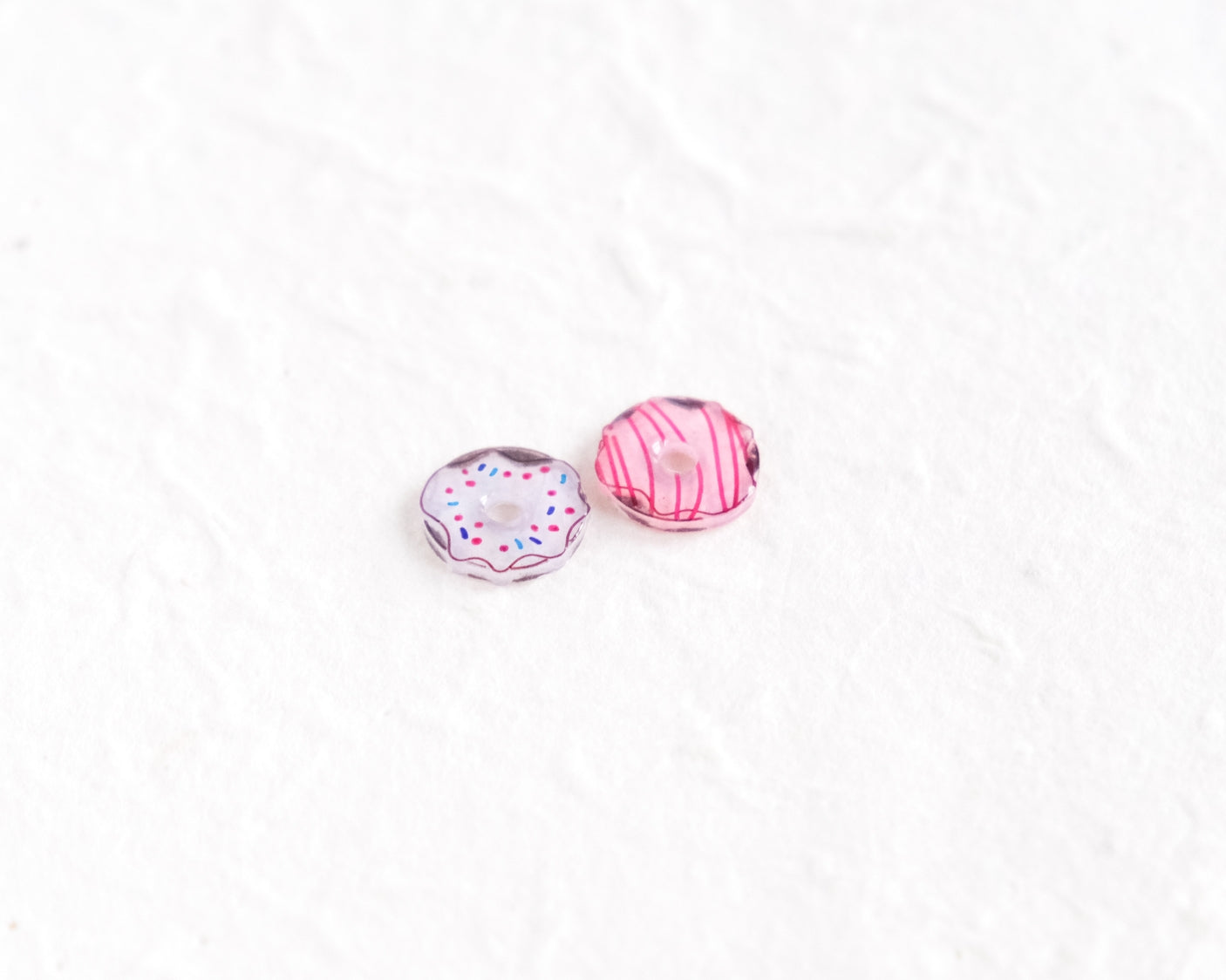 Frosted Artisanal Donut Stud Earrings in Pink and Chocolate