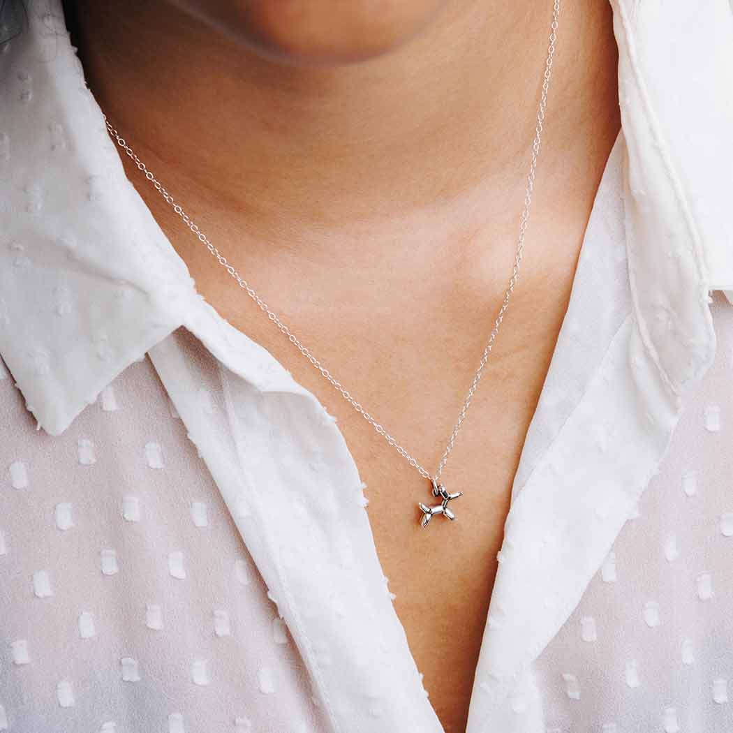 Sterling Silver 18 Inch Balloon Dog Necklace