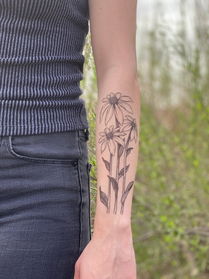 Coneflower Temporary Tattoo 2-Pack