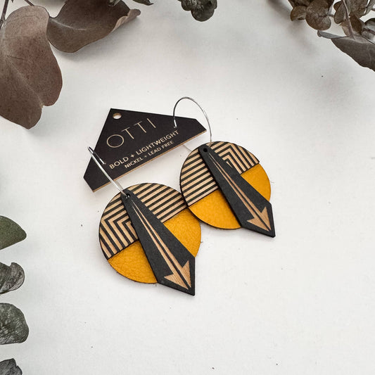 Geo: Mustard Arrow Lines Earrings