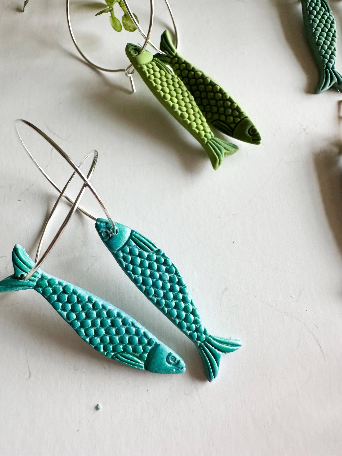 Sardine Clay Statement Fish Nature Earrings #2