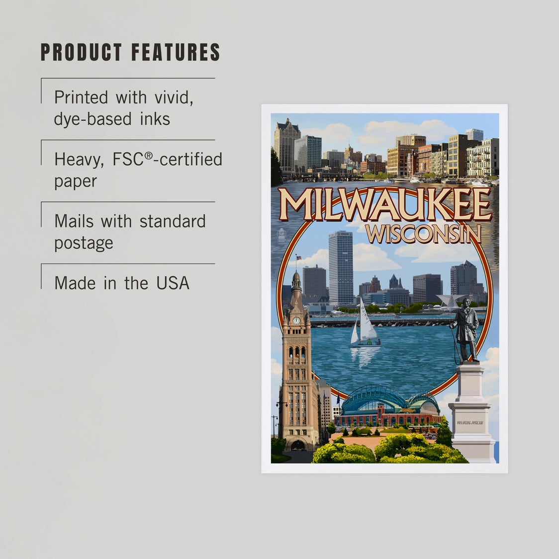 Milwaukee Montage Scenes Premium Postcard