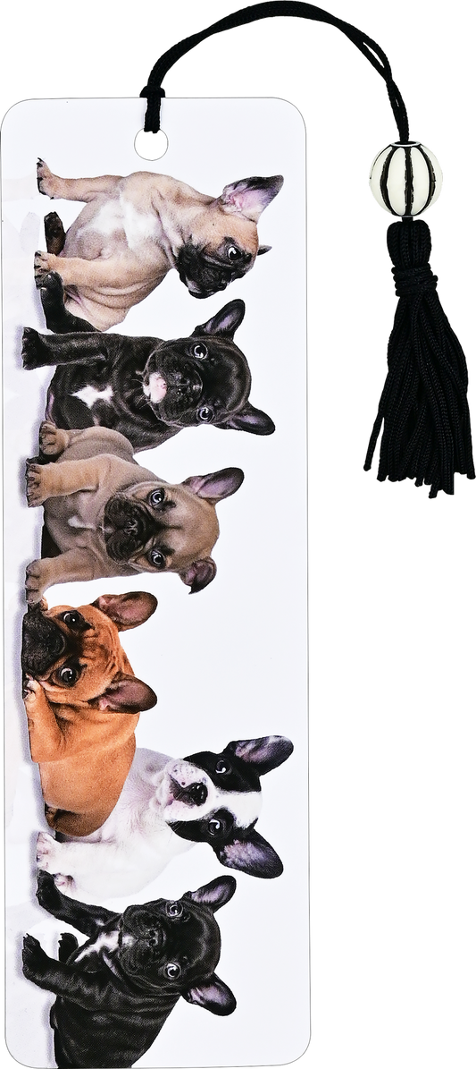 French Bulldog Pups Beaded Bookmark