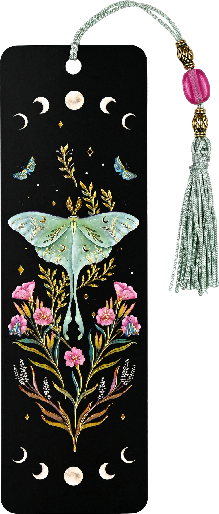 Luna Moth Beaded Bookmark