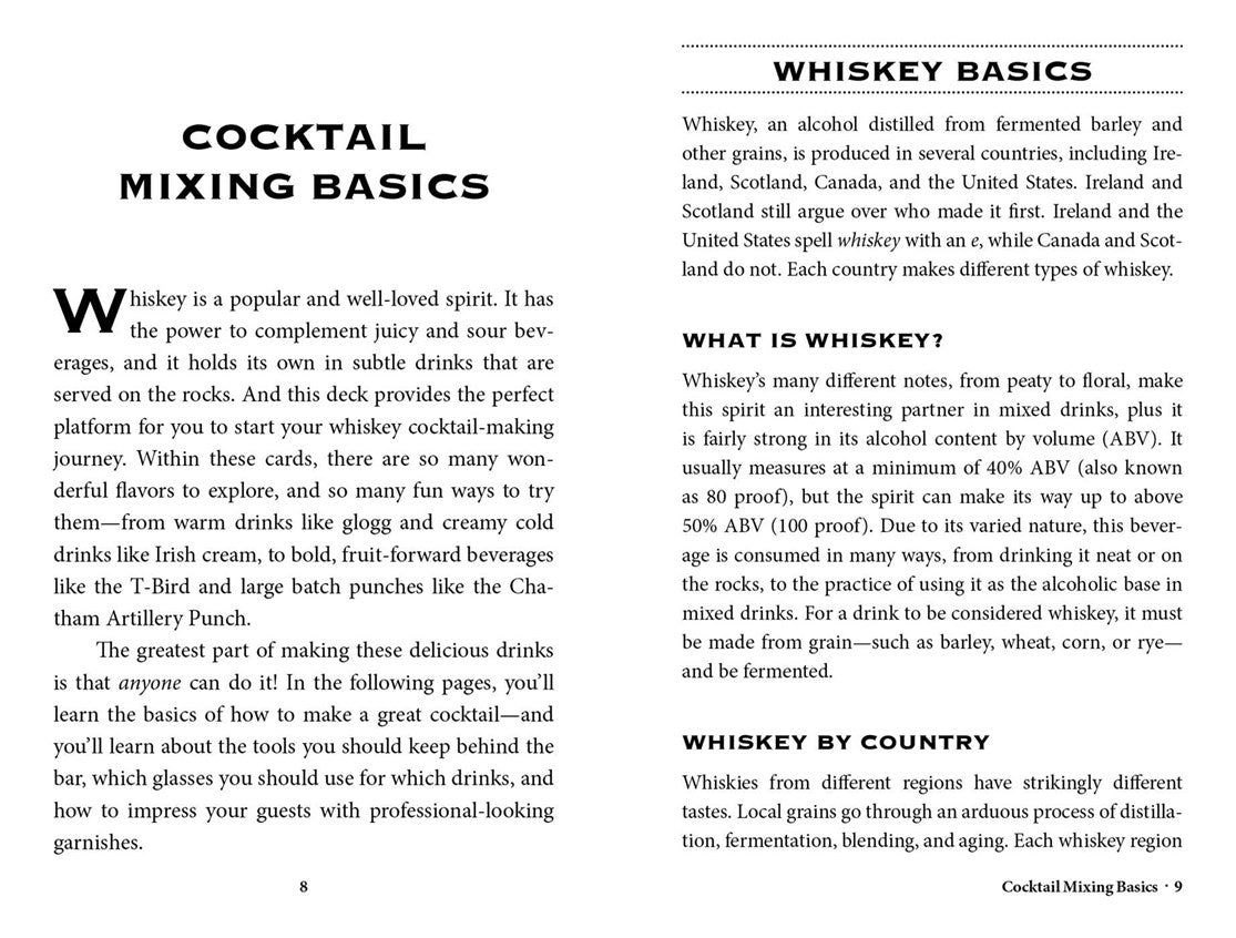 Whiskey Cocktail Cards A-Z
