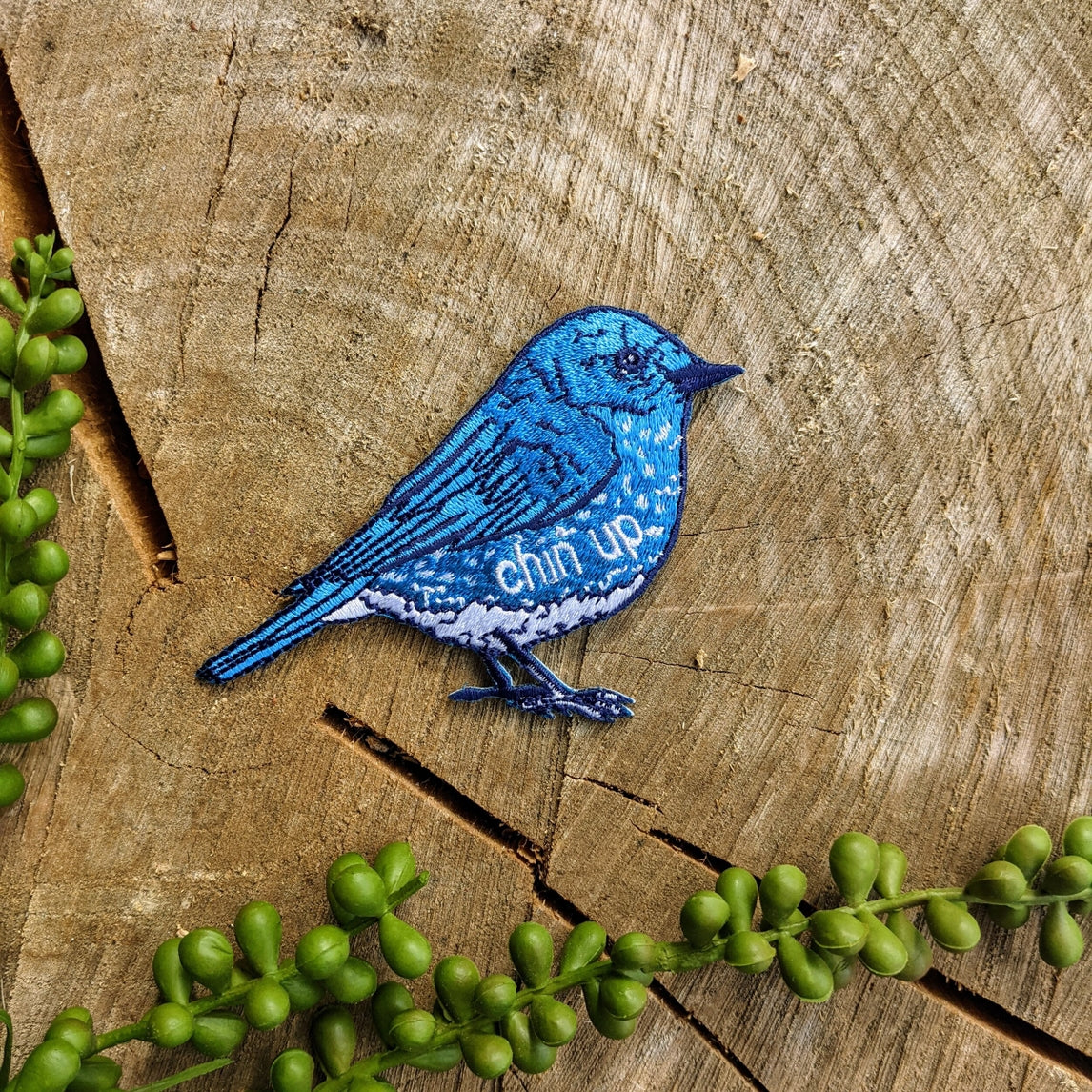 Chin Up Bluebird Iron-on Patch