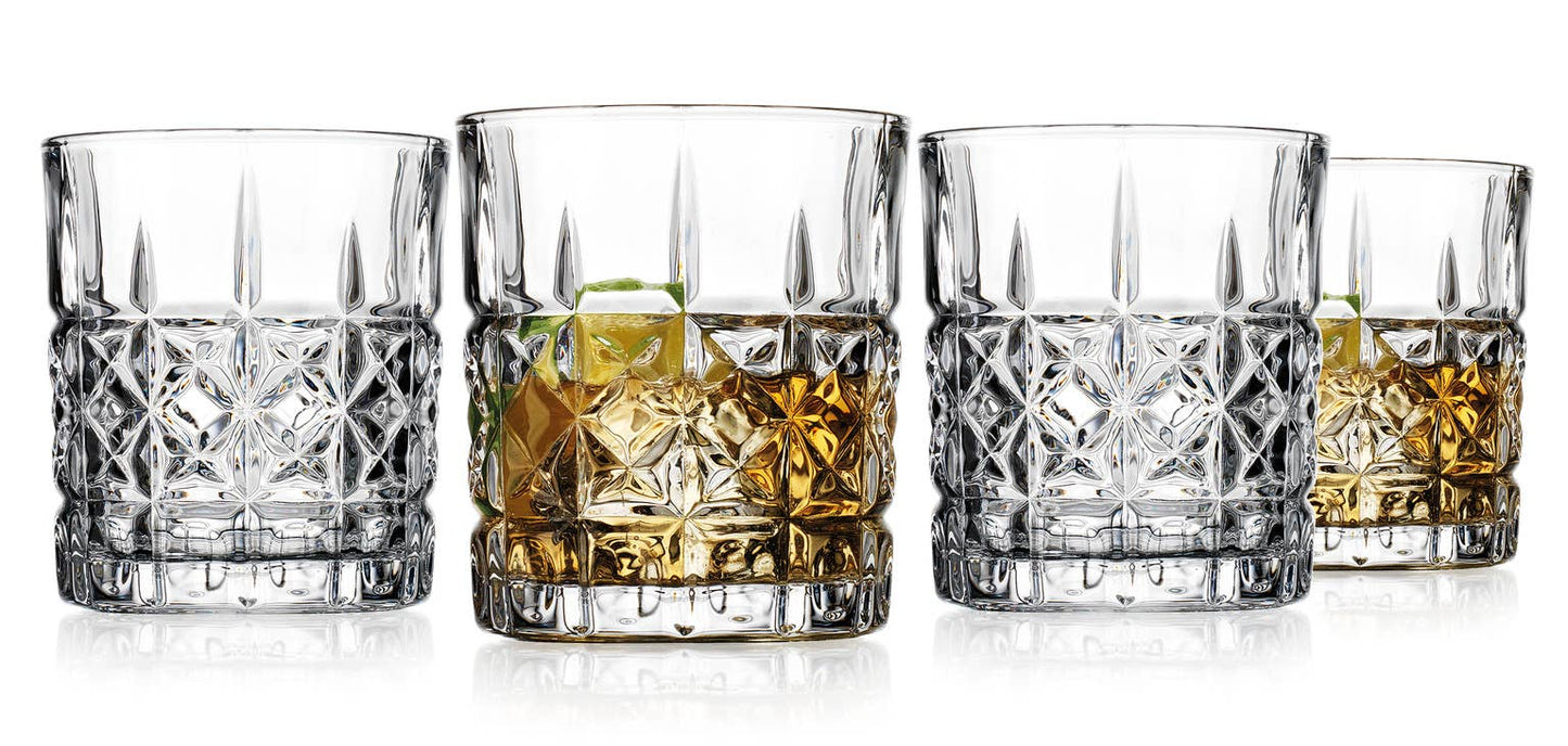 Set of Four Bristol Double Old-Fashioned Drinking Glasses