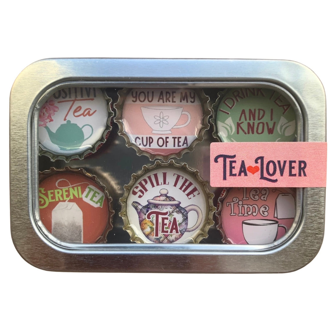 Tea Lover Bottle Cap Magnet Set