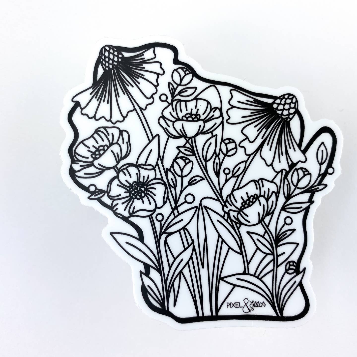 Wisconsin Floral 3" Waterproof Vinyl Sticker