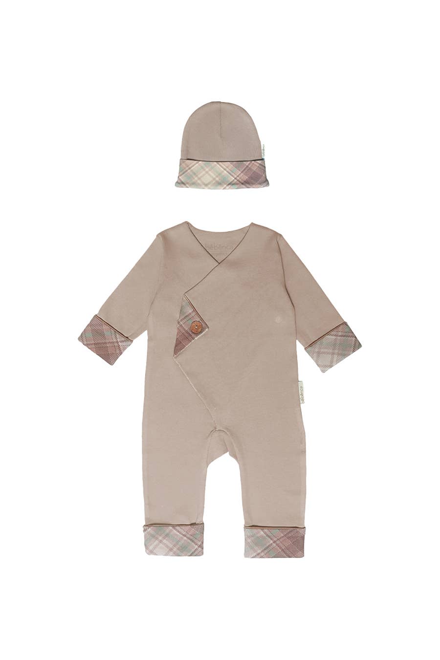 Organic Baby Kimono Jumpsuit and Beanie - 2-Piece Bundle