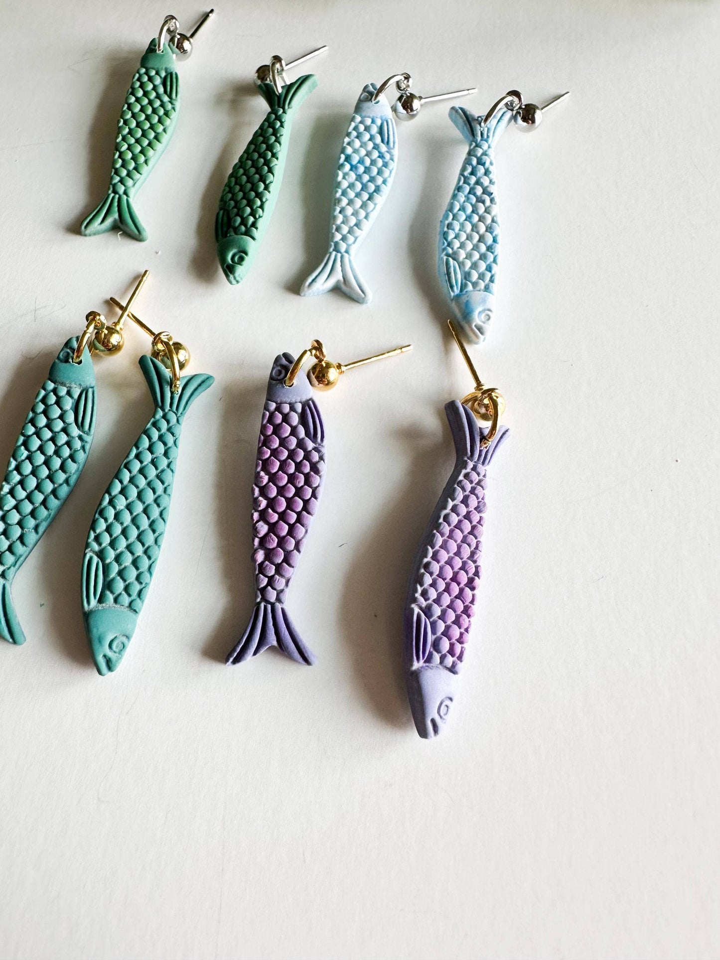 Sardine Clay Statement Fish Nature Earrings #2