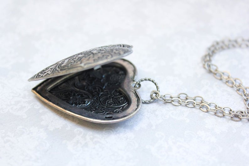 Floral Heart Locket Necklace