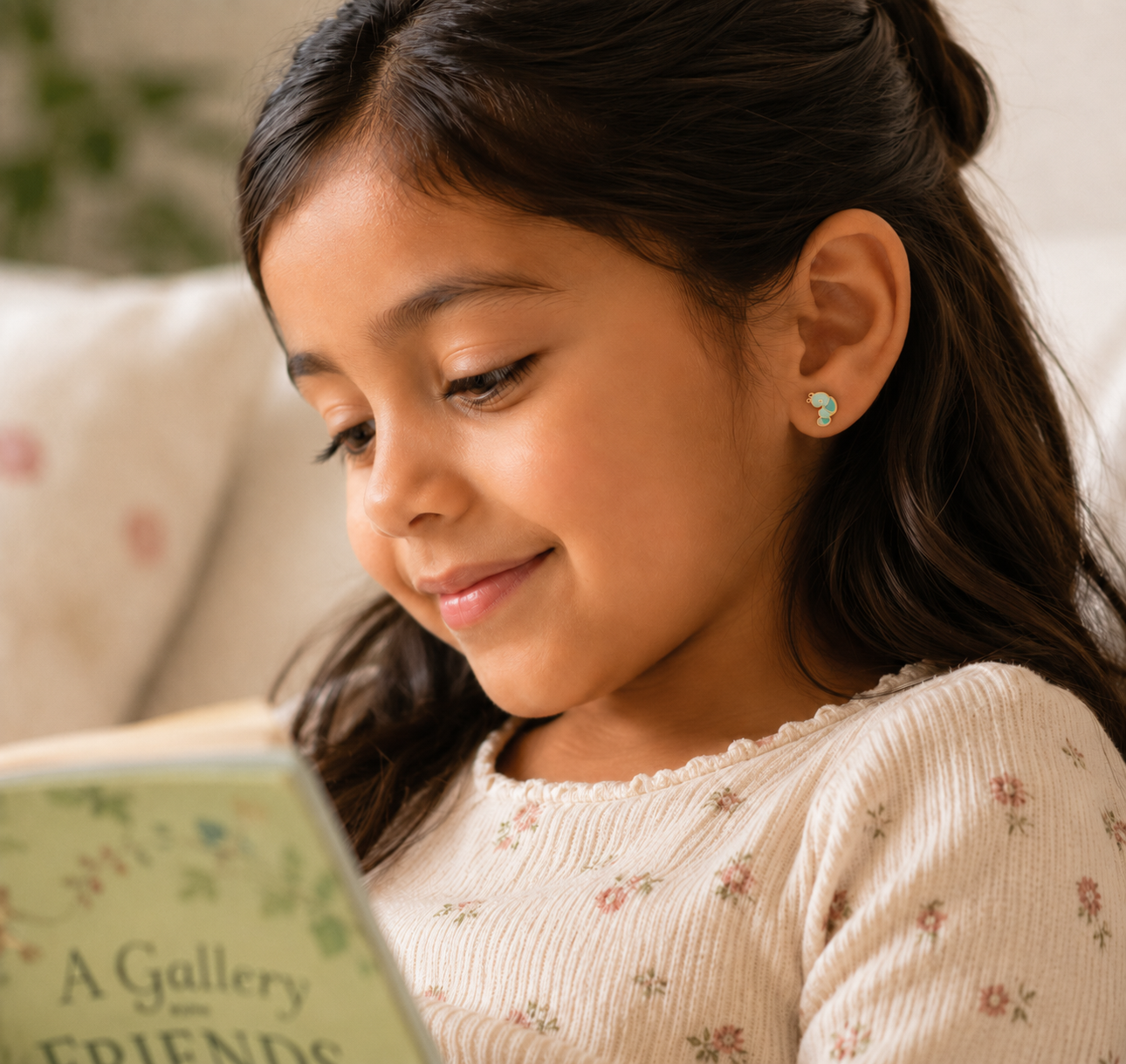 Bookworm Enamel Flat Back Kids Earrings