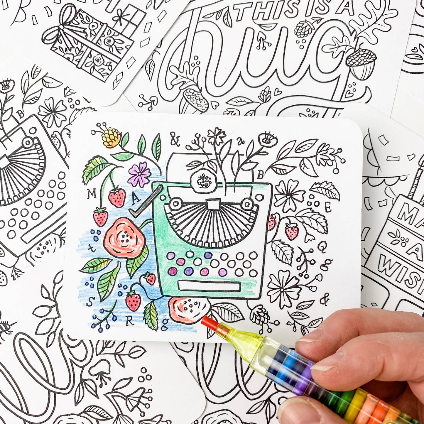 Color-In Postcard Kit - Floral