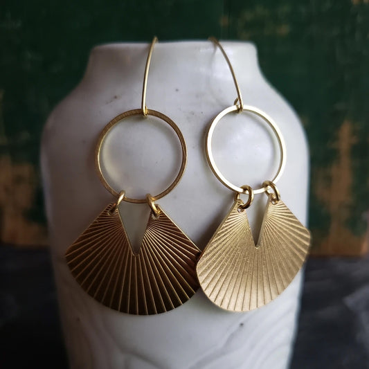 OXOX Ridged Brass Earrings