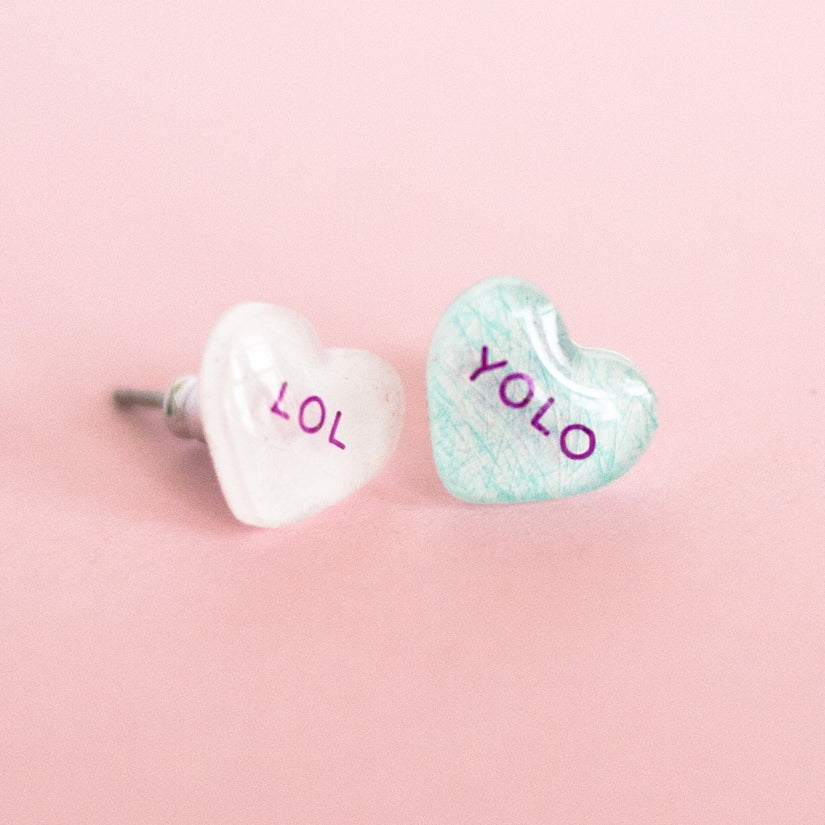 Valentine Candy Heart Earrings - Lol + Yolo