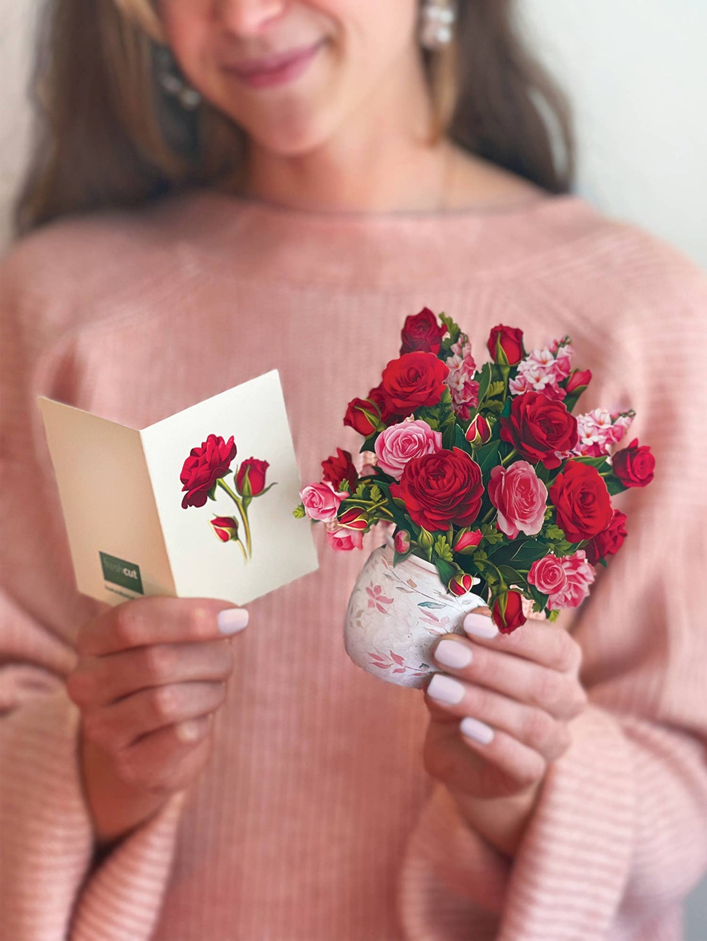 Mini Blooming Roses Pop-Up Greeting Card