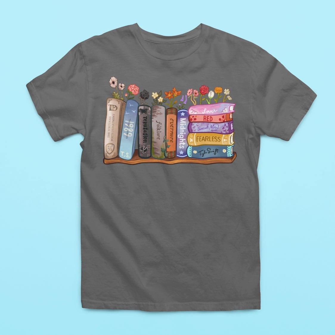 Taylor Swift Eras Bookshelf T-Shirt 11 Albums