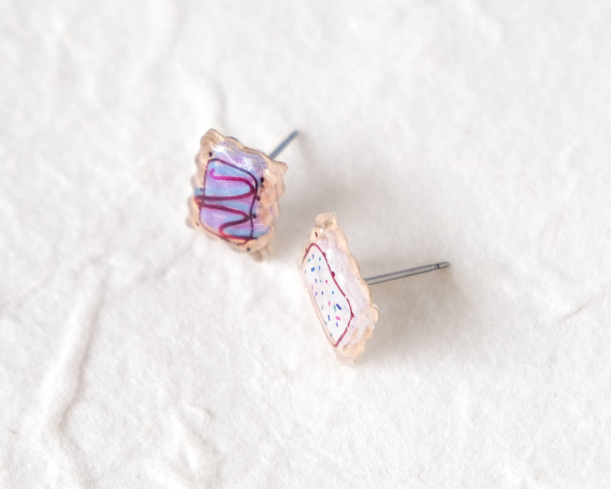 Handmade Retro Toaster Pastry Stud Earrings