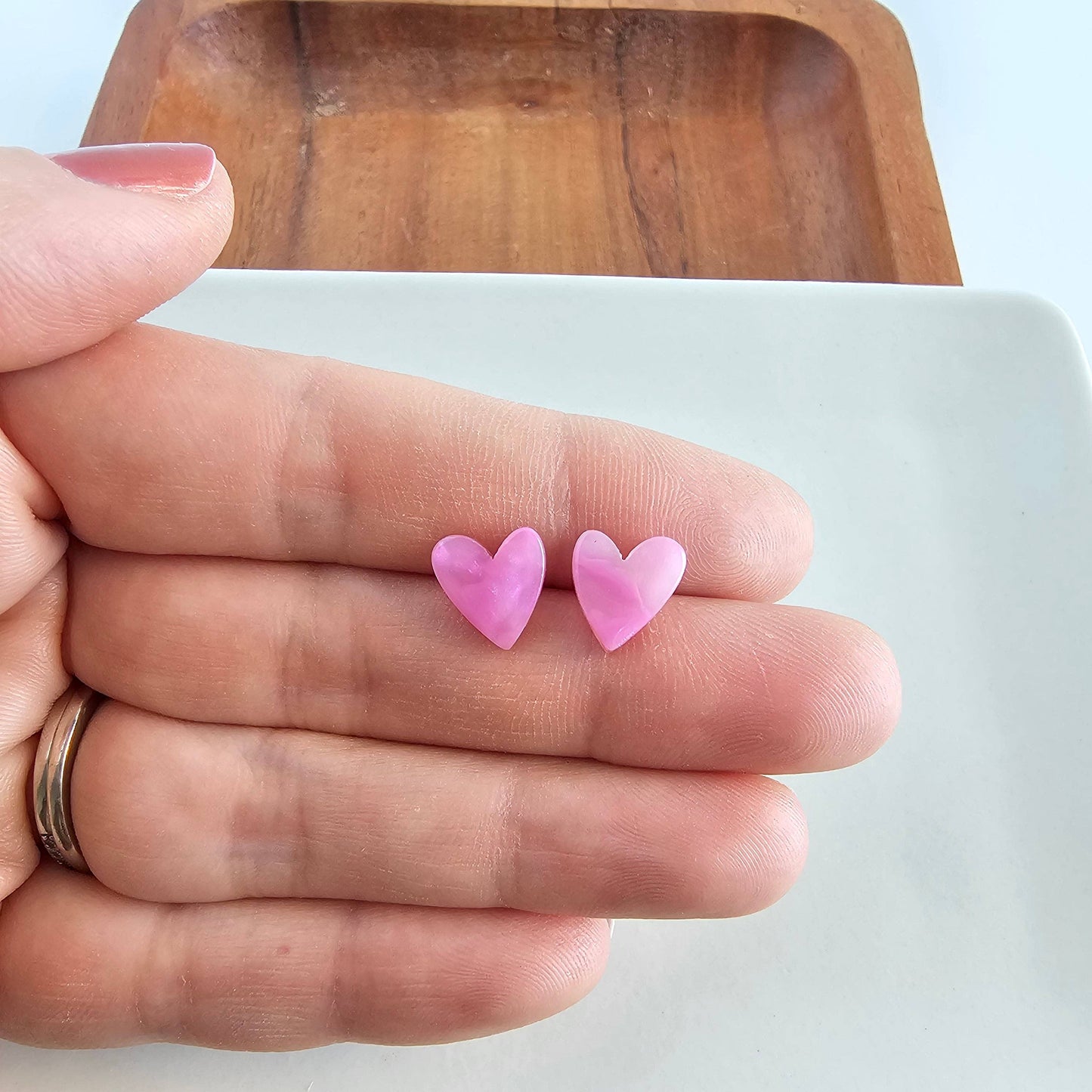 Hand Drawn Heart Studs - Bubblegum Bliss