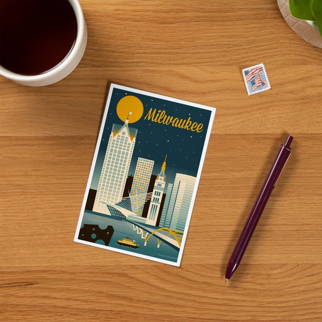 Milwaukee Retro Skyline Premium Postcard