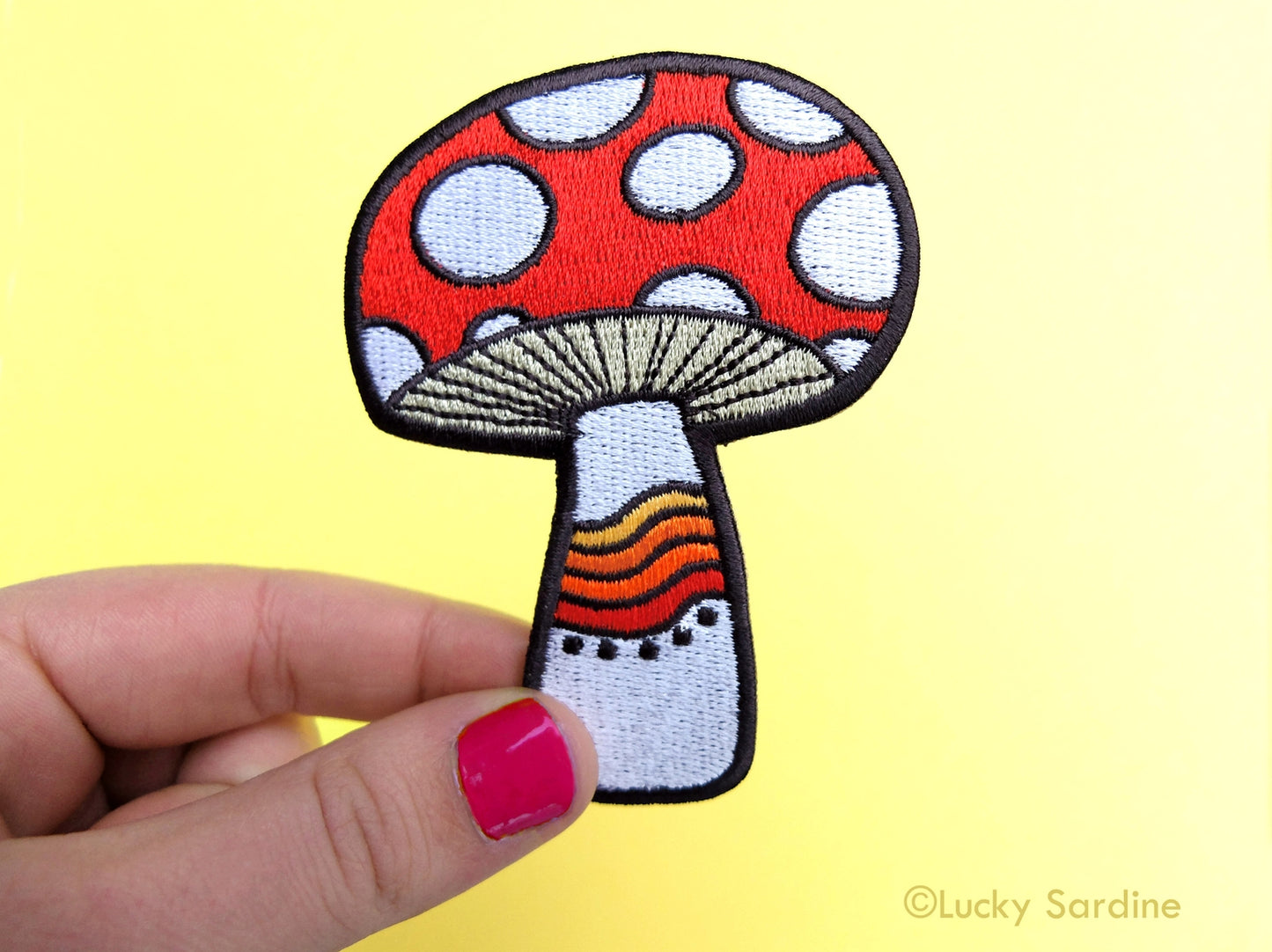 Mushroom Rainbow Embroidered Iron-on Patch