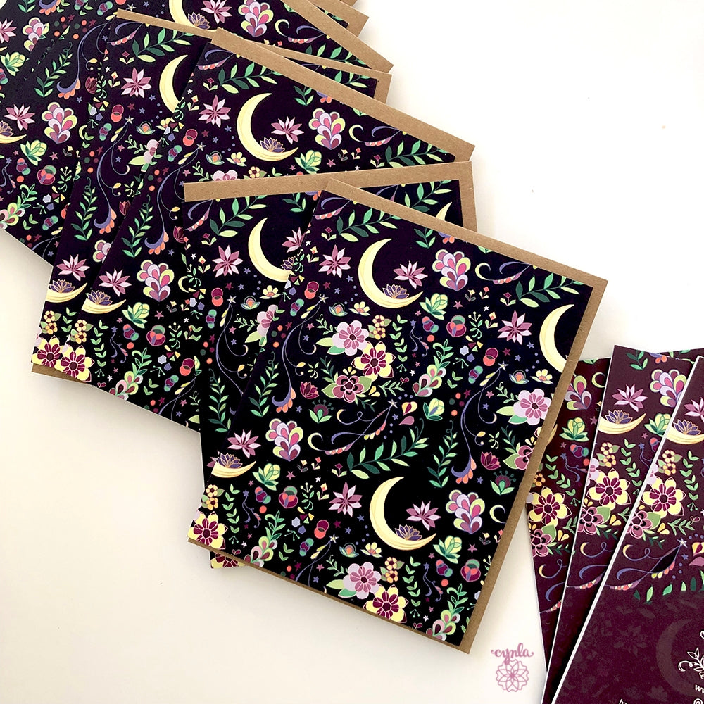 Crescent Moon Flowers Box of 8 Cards