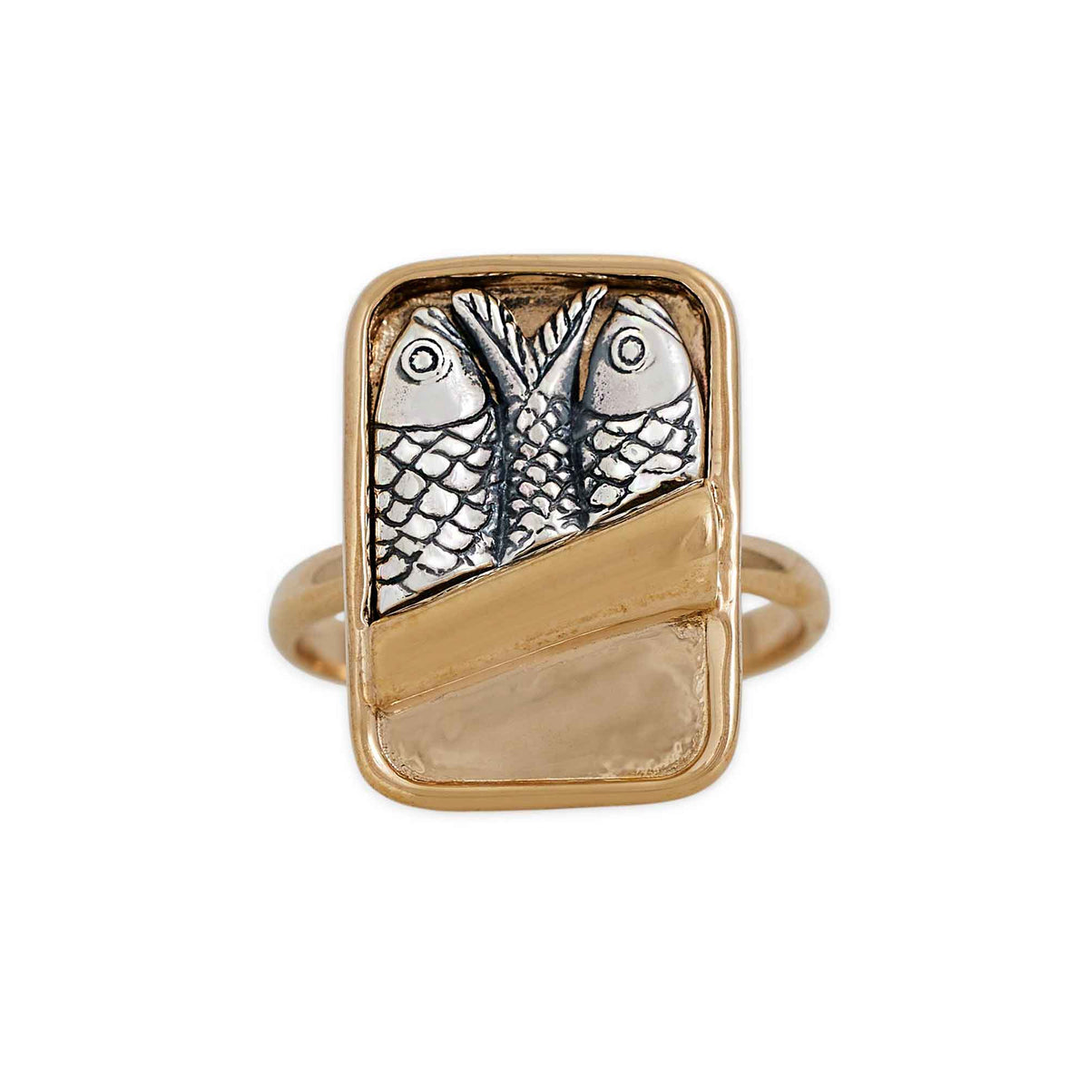Mixed Metal Sardine Can Ring