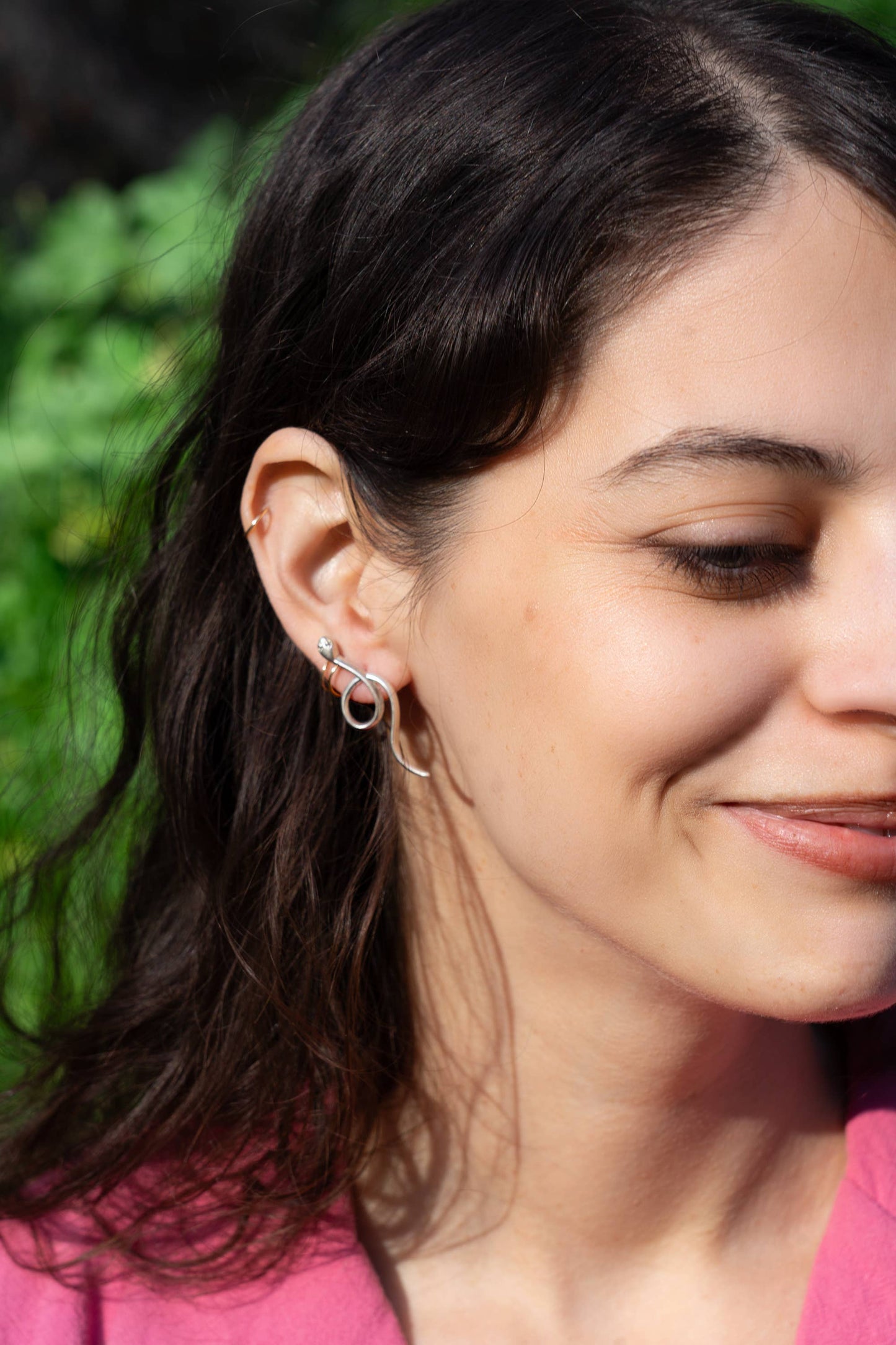 Venus Snake Studs - Silver Plated